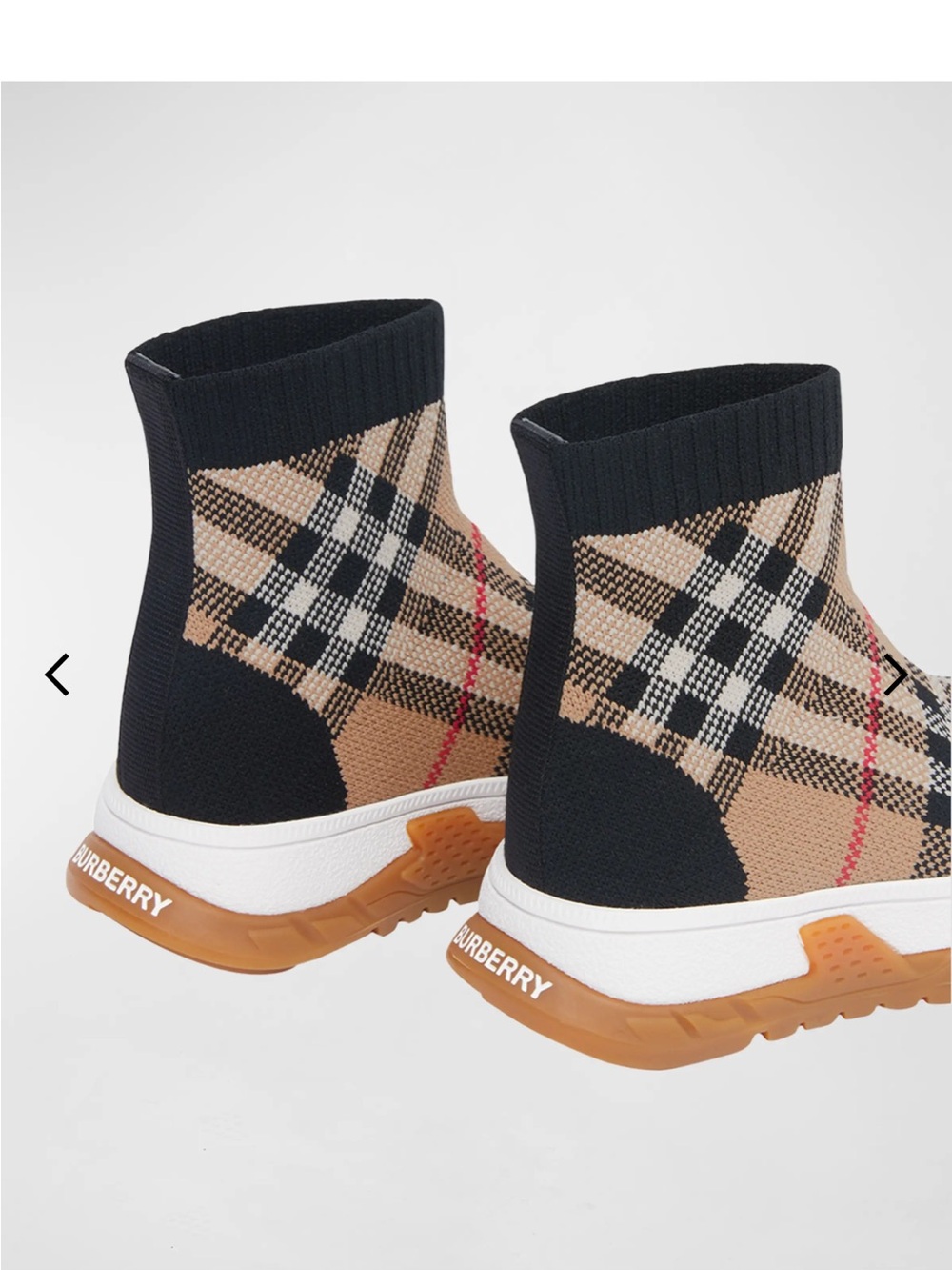 Burberry Plaid Sock-Style Ankle Sneakers - Black/Tan/Gum - Picture 11 of 11